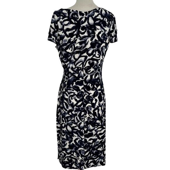 Lauren Ralph Lauren 10P Faux Wrap. Navy White Office Career Sexy Ruched Dress - Picture 10 of 10